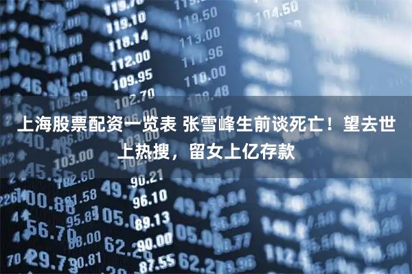 上海股票配资一览表 张雪峰生前谈死亡！望去世上热搜，留女上亿存款